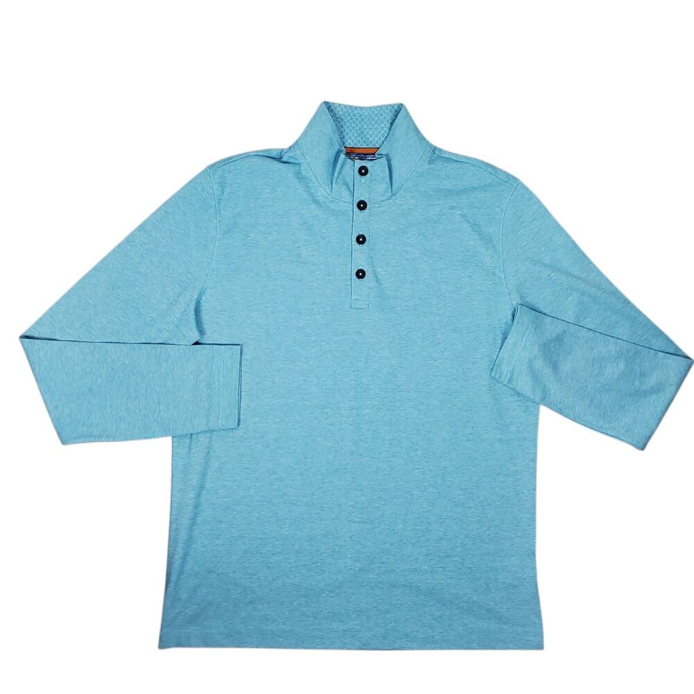 Robert Graham Mens Leonard Long Sleeve Henley Shirt Pullover XL Pima Cotton Peru